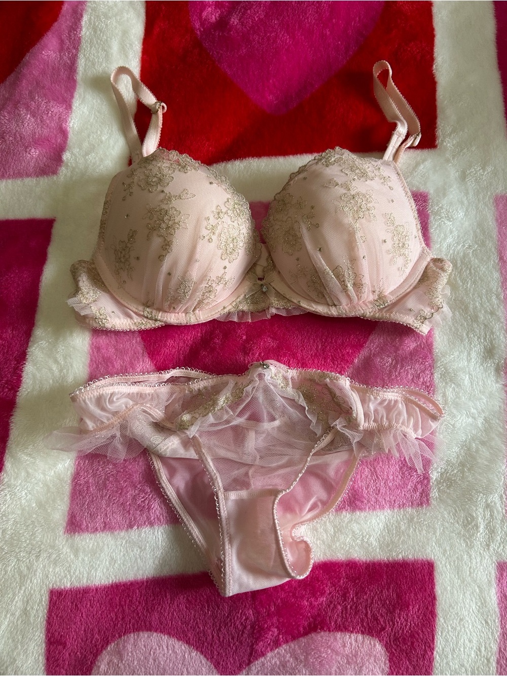 Victoria’s Secret dream, Angels, princess, pink and gold lace bra and panty set